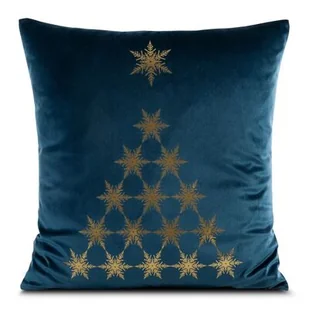Poszewka świąteczna Joy 45 x 45 cm śnieżynka granatowo-złoty - Pozostałe akcesoria świąteczne - miniaturka - grafika 1