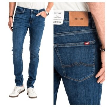 Męskie Spodnie Jeansowe Mustang Frisco Skinny Jeans Rurki Zwężane W34 L30