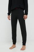 Piżamy męskie - HUGO spodnie piżamowe męskie kolor czarny gładka - Hugo - miniaturka - grafika 1