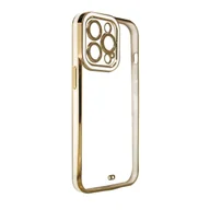 Etui i futerały do telefonów - Fashion Case etui do iPhone 12 Pro żelowy pokrowiec ze złotą ramką biały - miniaturka - grafika 1