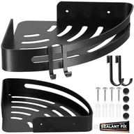 Półki łazienkowe - Półka łazienkowa narożna pod prysznic 30x22,5 cm aluminiowa czarna Springos - miniaturka - grafika 1