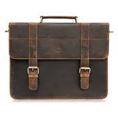 Teczki i aktówki - Torba męska na ramię skórzana aktówka brązowa paolo peruzzi t-99-hbr - miniaturka - grafika 1