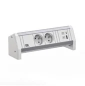 Gniazdka elektryczne - BACHMANN DESK 2xUTE 1xUSB A/C 22W GST18 RAL9010 - miniaturka - grafika 1