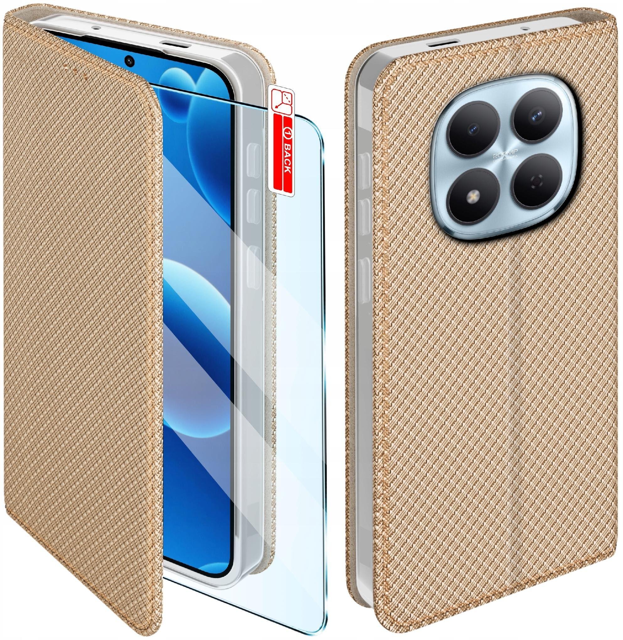 Etui z klapką do Xiaomi Redmi Note 15 Pro 5G Zamykane Złote Futerał +Szkło