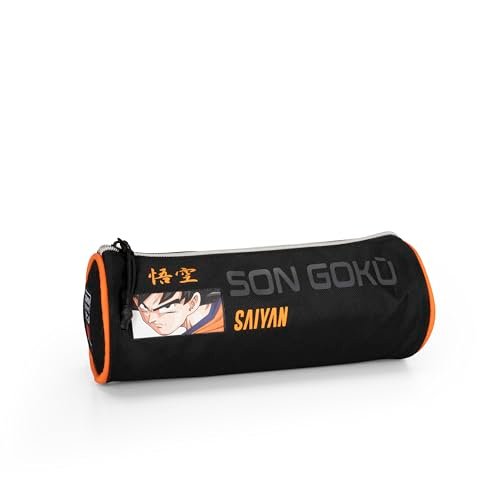 DRAGON BALL - Oficjalny piórnik szkolny Dragon Ball, piórnik Tombolin, lekki i kompaktowy, łatwy do przenoszenia i przechowywania w plecaku, z praktycznym zamkiem błyskawicznym, 8 x 22 x 8 cm, czarny,