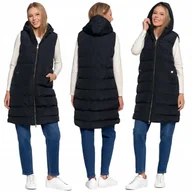 Kamizelki damskie - Kamizelka Damska Długa Pikowana z Kapturem Puchowa Bezrękawnik Moraj XL - miniaturka - grafika 1