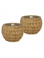 Donice - Technorattanowe donice okrągłe 2 szt. 31,5 x 20,5 cm - miniaturka - grafika 1