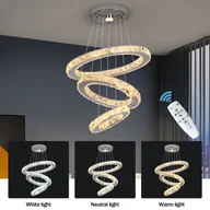 Lampy sufitowe - Fortuna Lai 98W LED Nowoczesny żyrandol LED Ściemnialna lampa wisząca Kreatywna lampa wisząca, 3 pierścienie Regulowana lampa sufitowa Lampa do sypialni z pilotem zdalnego sterowania - miniaturka - grafika 1