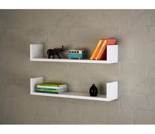 ZESTAW 2x półka ścienna IRIS 14,5x63 cm biała - Półki do salonu - miniaturka - grafika 1