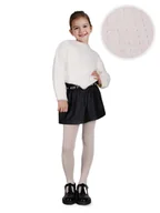 Rajstopy - Rajstopy bawełniane dziewczęce dziecięce ażurowe beżowe 128-134 MYWAY - miniaturka - grafika 1