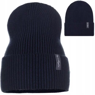 Czapka Damska Kobieca Beanie Jesienna Zimowa Polska Marka Majka Granatowa - Czapki damskie - miniaturka - grafika 1