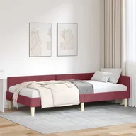Stelaże pod materac - vidaXL Rogowy stelaż łóżka Inny Z zagłówkiem czerwone wino 90 x 200 cm - miniaturka - grafika 1