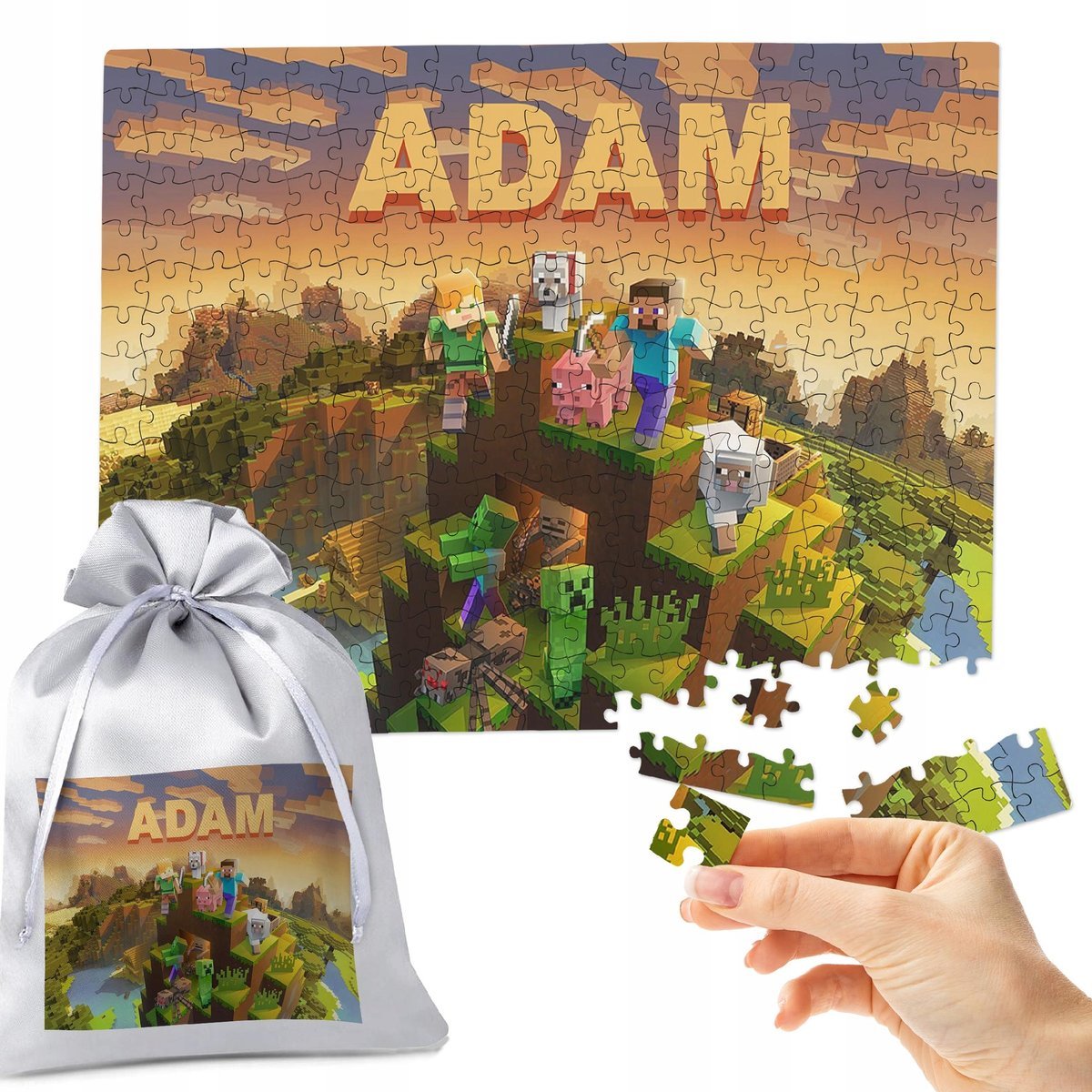 PUZZLE 252 el. MINECRAFT - IDEALNY PREZENT NA ŚWIĘTA POD CHOINKĘ TWOJE IMIĘ