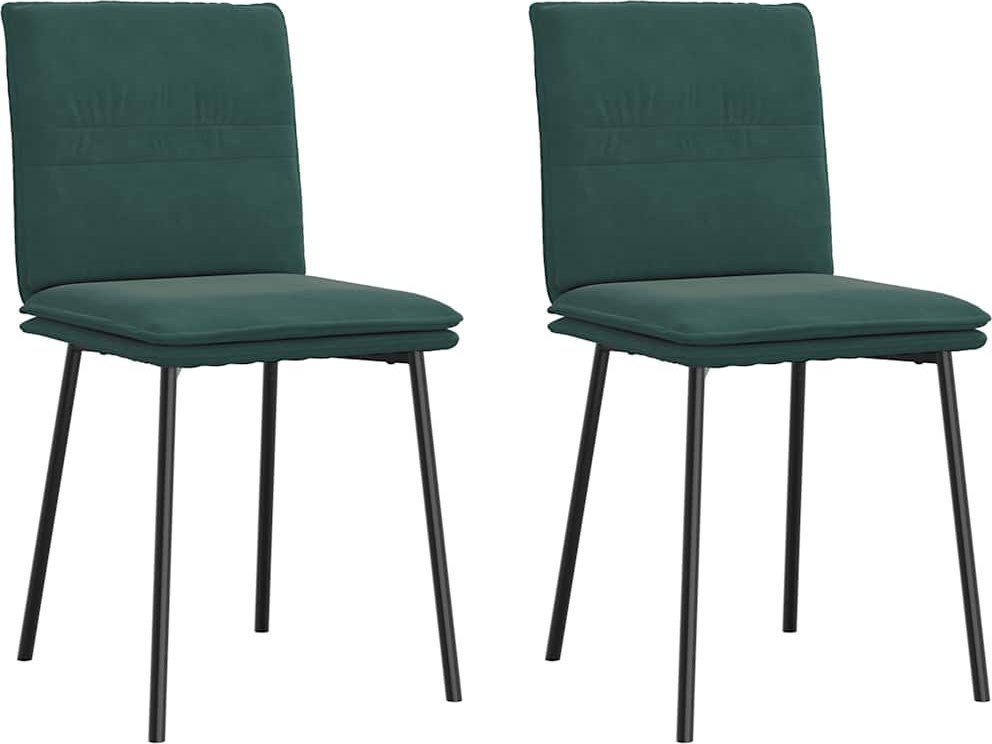 Krzesła stołowe, 2 szt., ciemnozielone, obite aksamitem