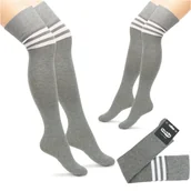 Skarpetki damskie - Sokko Zakolanówki Bawełniane Damskie Długie Paski - Zak-Adi-Sza-36-41 - miniaturka - grafika 1