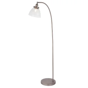 Srebrna lampa podłogowa Hansen z kloszem wykonanym ze szkła - Oprawy, klosze i abażury - miniaturka - grafika 1