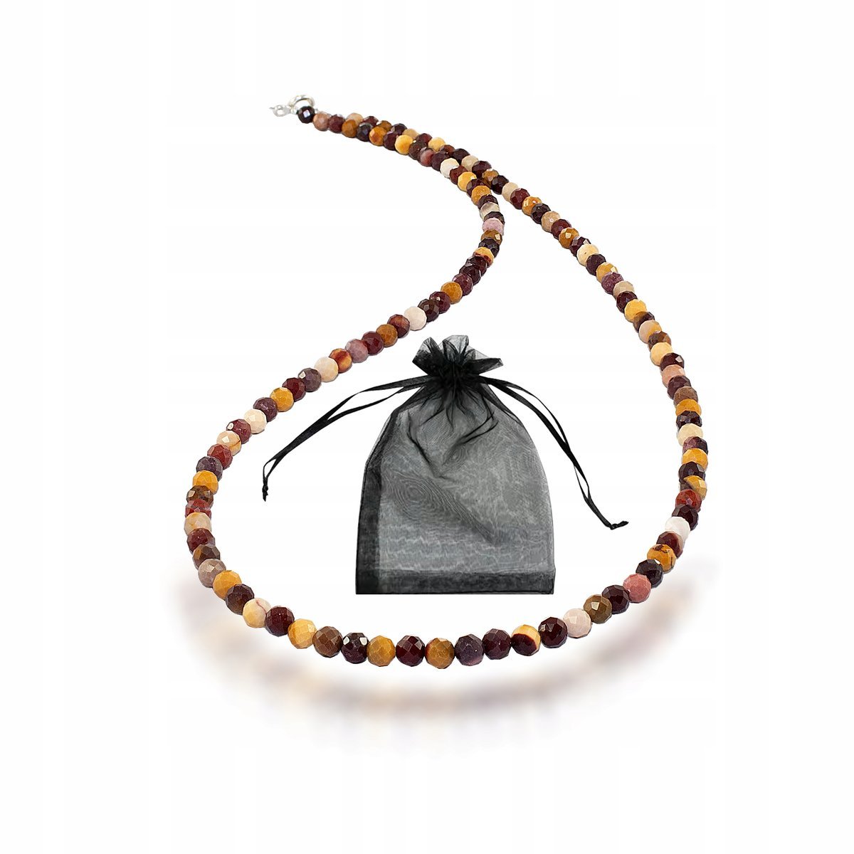 Naszyjnik naturalny kamień mookait jaspis fasetowany 4mm srebro 925 43cm