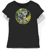 Koszulki i topy damskie - Koszulka damska czarna z nadrukiem koali w szarym futrze M - miniaturka - grafika 1