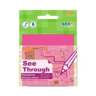 Etykiety samoprzylepne i bloki etykiet - Stickn Notes samoprzylepny 76x76mm przezroczysty 50K róż - miniaturka - grafika 1