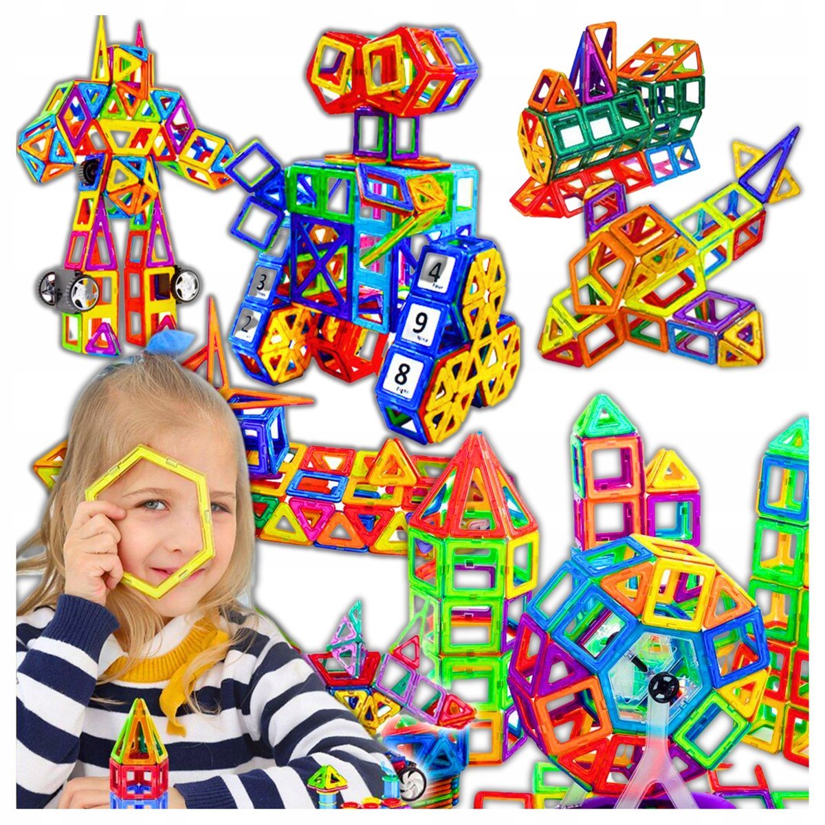 MAGNETYCZNE KLOCKI NEODYMOWE KUFEREK ZESTAW 128 el KONSTRUKCYJNE MAGNESY