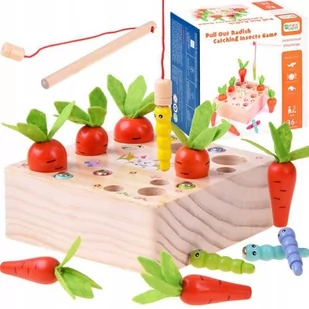 Układanka drewniana marchewki i robaczki gra sorter drewniany marchewki - Sortery dla dzieci - miniaturka - grafika 1