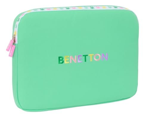 Safta BENETTON MINT - Etui na laptopa 15,6 cala, plecak, idealny dla dzieci w różnym wieku, wygodny i wszechstronny, jakość i wytrzymałość, 39,5 x 3,5 x 27,5 cm, Pastelowa zieleń miętowa, M, Casual
