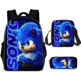 Tornister ucznia szkoły podstawowej Sonic trzyczęściowy zestaw plecak z kreskówek anime torba na ramię piórnik 36-NMAOV - Torebki damskie - miniaturka - grafika 1