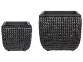 Donice - Zestaw 2 doniczek na kwiaty z technorattanu czarny BERBERIS - miniaturka - grafika 1