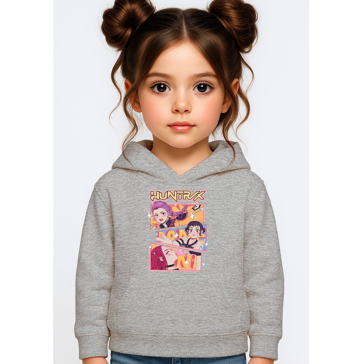 BLUZA DZIECIĘCA KPOP DEMON HUNTERS HUNTRIX 122-128 Z KAPTUREM BAWEŁNIANA