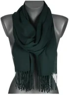 Apaszki i szaliki damskie - Szalik szal gładki z frędzlami ST-8-12 butelkowa zieleń - miniaturka - grafika 1