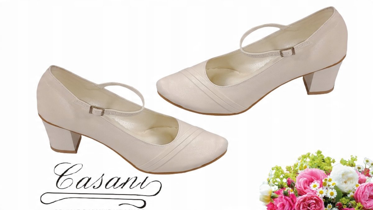 Casani buty ivory szczupłe 41 słupek ślub wesele
