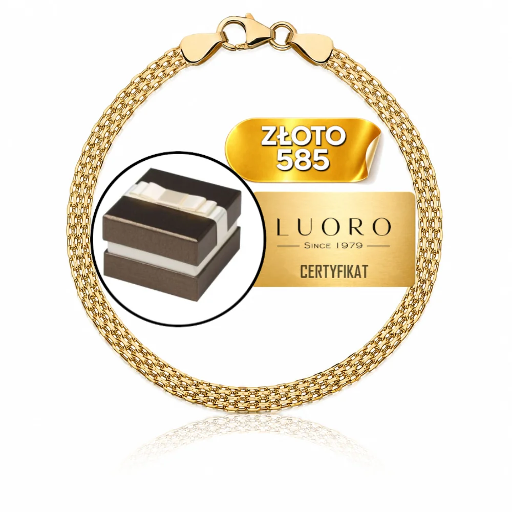 BRANSOLETKA ZŁOTA 585 14K SPLOT BISMARCK 3 MM ELEGANCKA 18 CM