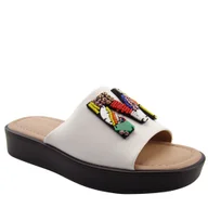 Klapki i japonki damskie - Evento 25SD35-8785 damskie klapki na koturnie białe - miniaturka - grafika 1