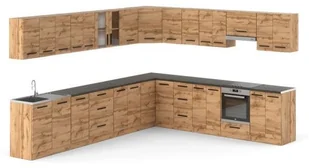 Meble Kuchenne Drewniane Dąb Wotan Zestaw Narożny Duża Kuchnia Rossa 6.8m - Meble kuchenne - miniaturka - grafika 1