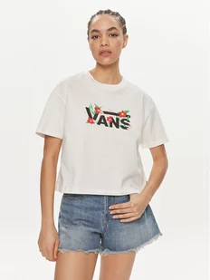 Vans T-Shirt Fleurs Os Crop Ss VN000JG7 Écru Regular Fit - Koszulki i topy damskie - miniaturka - grafika 1
