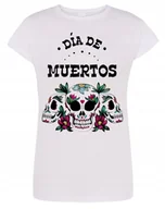 Koszulki i topy damskie - T-Shirt damski nadruk kolorowe CZASZKI r.XL - miniaturka - grafika 1