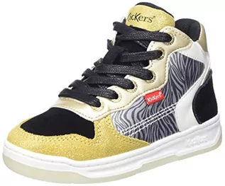 Buty dla dziewczynek - Kickers Dziecięce dziewczęce Kicklax sneakersy, żółta czarna zebra, 22,5 UK dziecko - grafika 1