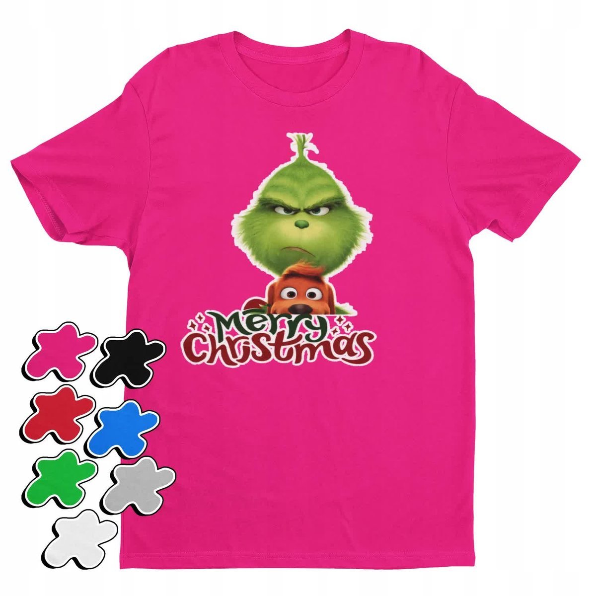 Koszulka T-Shirt Dziecięca Z Nadrukiem Grinch Święta Prezent -M 134-140