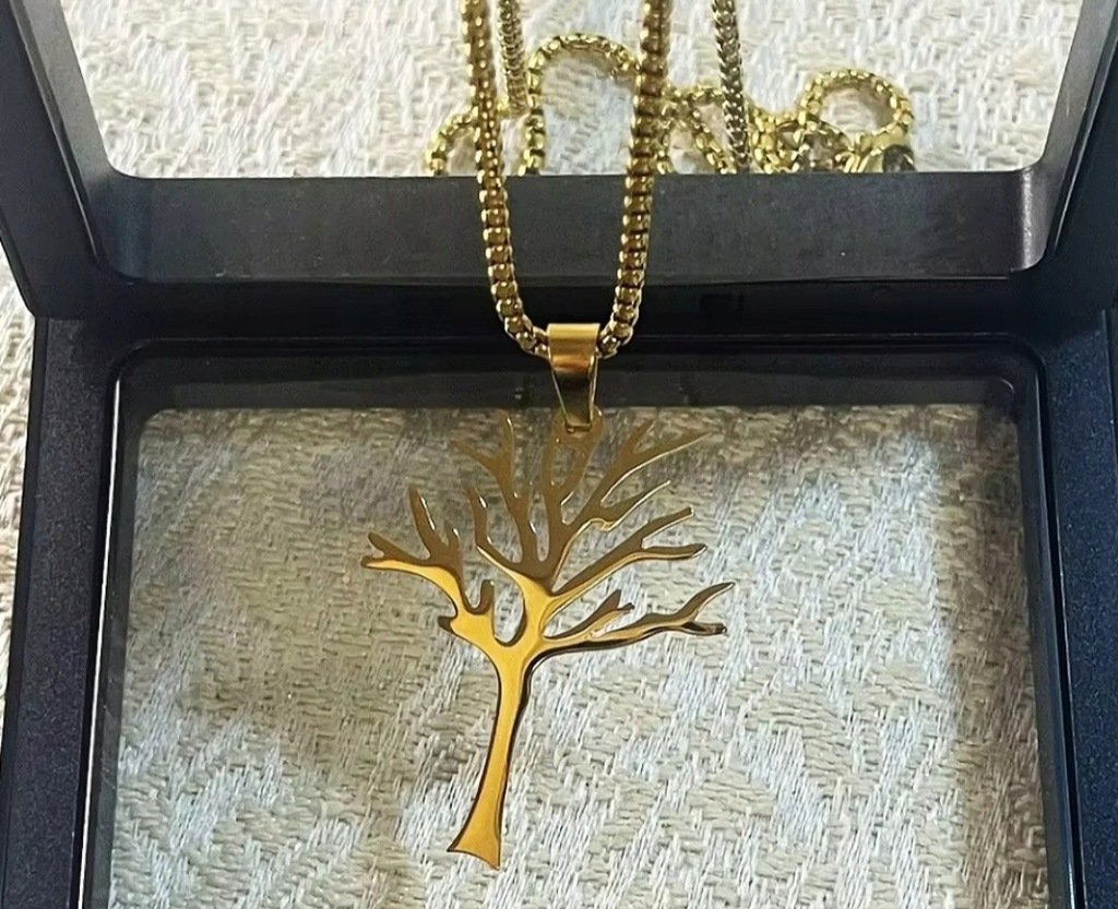 Naszyjnik wisiorek xxxtentacion tree tatto tatuaż drzewo złote prezent