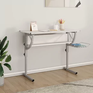 vidaXL Biurko kreślarskie, biało-szare, 110x53x(58-87) cm - Biurka vidaXL Biurko kreślarskie, biało-szare, 110x53x(58-87) cm - Biurka - miniaturka - grafika 1