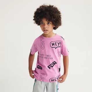 Koszulki dla chłopców - Reserved Reserved - Bawełniany t-shirt z nadrukiem - Różowy - grafika 1