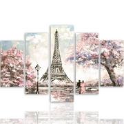 Obrazy i zdjęcia na płótnie - Obraz pięcioczęściowy na płótnie, Wiosna w Paryżu (Rozmiar 200x100) - miniaturka - grafika 1