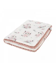 Bonjour Cherie Kocyk przedszkolaka light 100/150 Romantyczny królik Minky sepia rose - Koce i narzuty dla dzieci - miniaturka - grafika 1