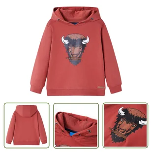 Bluza dziecięca z kapturem - palona czerwień - 116 - Bluza Dziewczęca - Bluzy dla dziewczynek - miniaturka - grafika 1