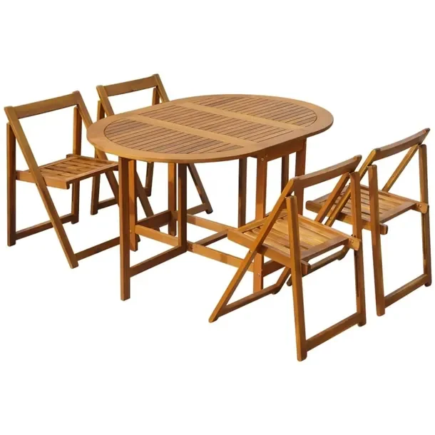 Zestaw Mebli Ogrodowych Akacja: Stół 130x90x72 cm, 4 Krzesła 47x50x75 cm