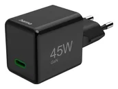 Ładowarki do telefonów - Hama supermini GaN 45W PD/QC 1x USB-C czarna - miniaturka - grafika 1