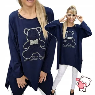 TUNIKA DAMSKA MISIU cyrkonie błyszcząca wygodna dłuższa bluza 54 56 7XL 8XL - Bluzki damskie - miniaturka - grafika 1