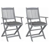 Fotele i krzesła ogrodowe - vidaXL Składane krzesła ogrodowe, 2 szt., z poduszkami, akacjowe! 3064498 - miniaturka - grafika 1