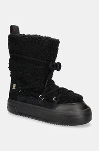 Tommy Hilfiger śniegowce LACE-UP FAUX SHEARLING SNOWBOOT kolor czarny FW0FW08252 - Śniegowce damskie - miniaturka - grafika 1