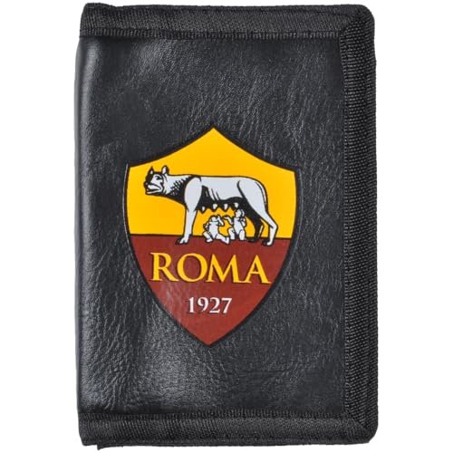 Enzo Castellano PORTAFOGLIO PORTAMONETE A.S. ROMA PRODOTTO UFFICIALE NERO CON STEMMA a STRAPPO 16183 161836, akcesoria podróżne - portfele uniseks-dorosły, wyjątkowy, czarne, Taglia Unica